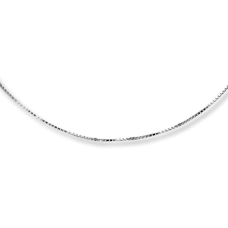 Main Image 1 of Box Chain Necklace Solid 14K White Gold 18"