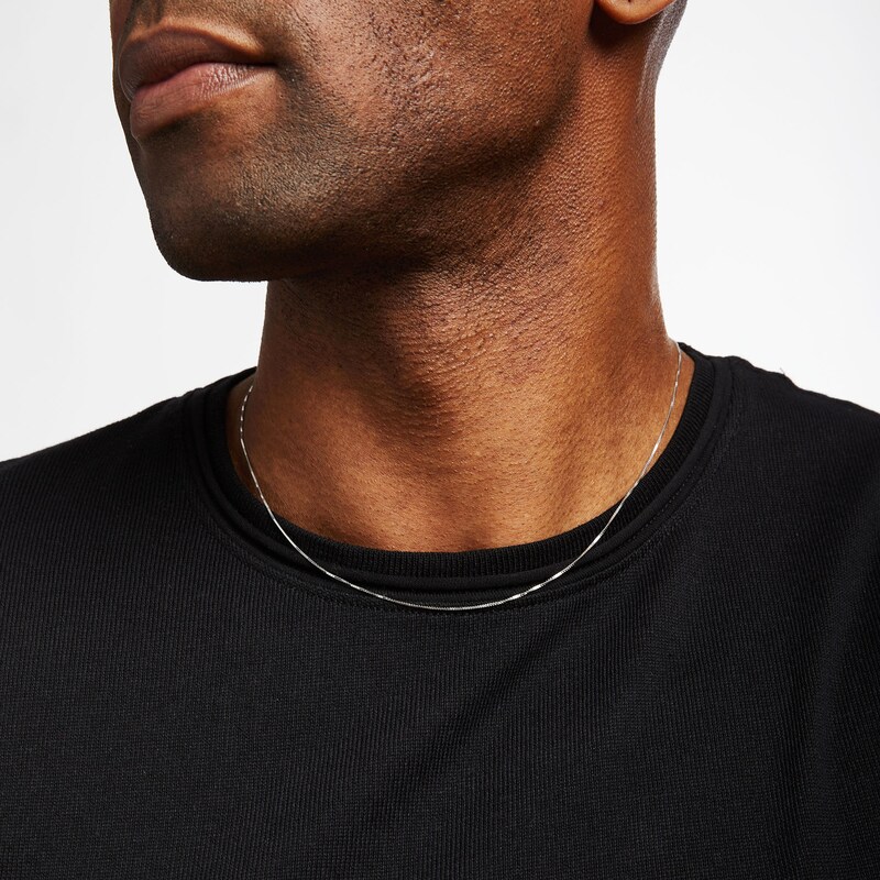 Main Image 3 of Box Chain Necklace Solid 14K White Gold 18"