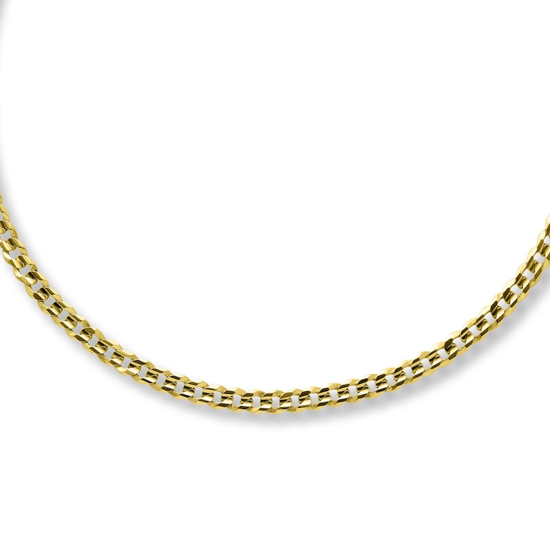 Solid Curb Link Chain Necklace 10K Yellow Gold 22"