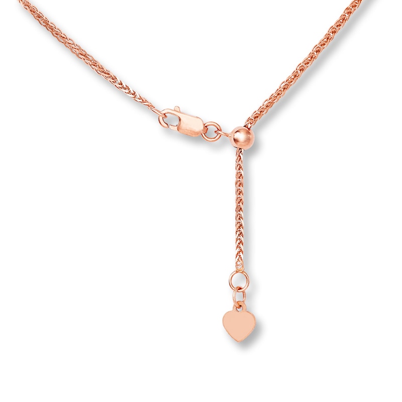 Solid Wheat Chain Necklace 14K Rose Gold 20"