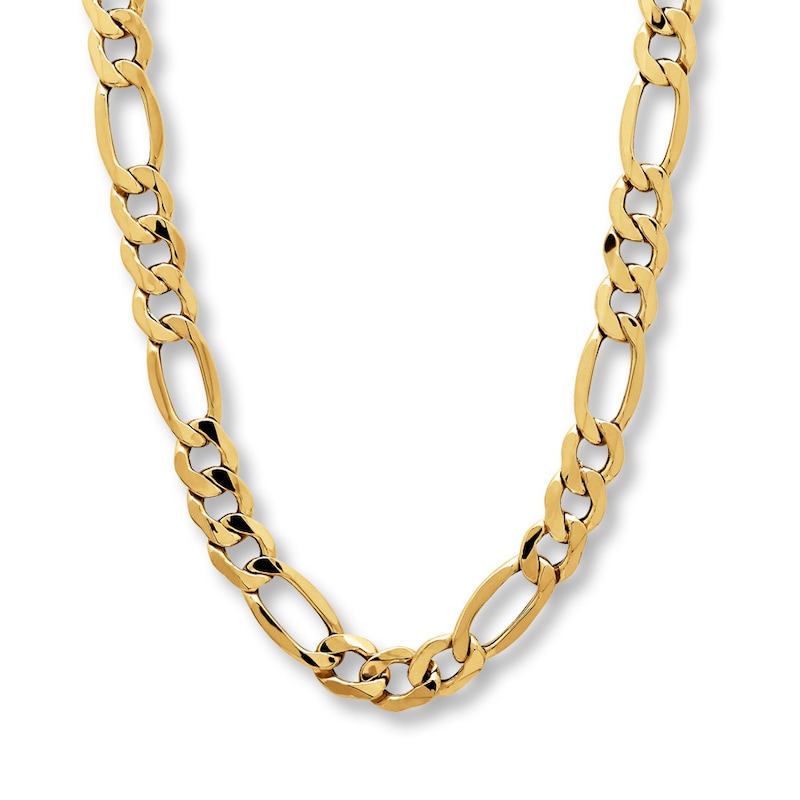 Hollow Figaro Link Necklace 10K Yellow Gold 22"
