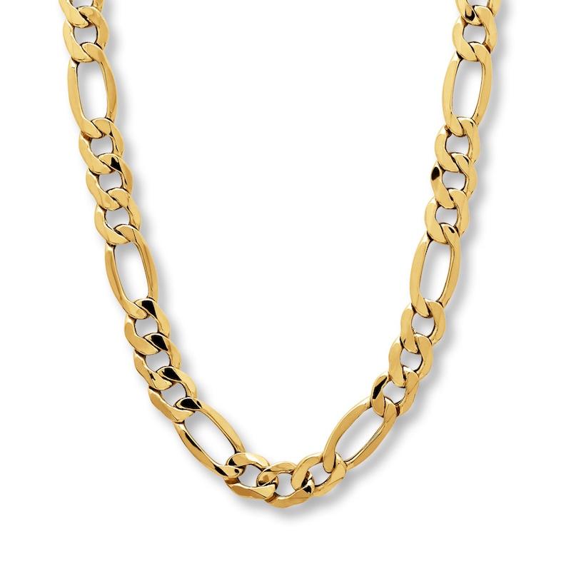 Main Image 1 of Figaro Link Necklace Hollow 10K Yellow Gold 22"