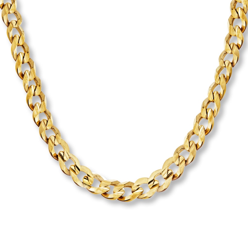 Curb Chain Link Necklace (10 mm) in Solid 10K Gold - Yellow Gold