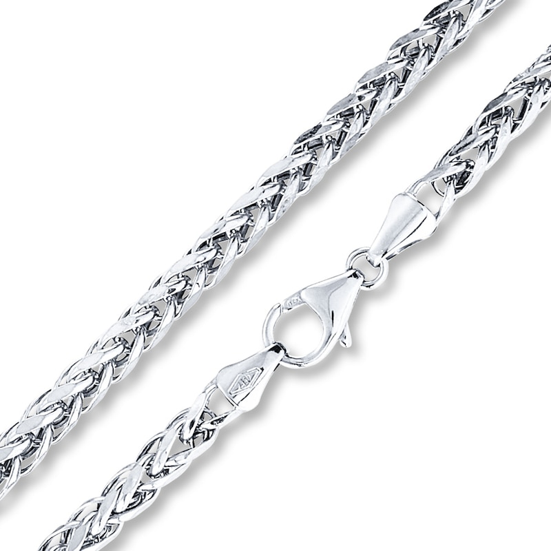 Hollow Wheat Chain 10K White Gold 22"