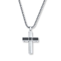 Men's Cross Necklace Stainless Steel 23.5&quot; Length