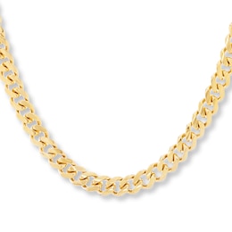Solid Curb Chain Necklace 14K Yellow Gold 24&quot;