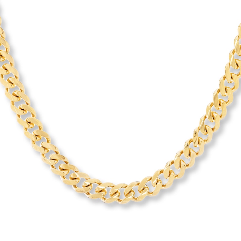 Main Image 1 of Curb Chain Necklace Solid 14K Yellow Gold 24"