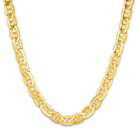 Solid Mariner Link Necklace 10K Yellow Gold 22"