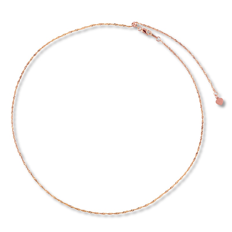 Main Image 1 of Singapore Link Chain Solid 10K Rose Gold 20" Adjustable
