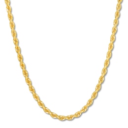 Semi-Solid Rope Chain Necklace 14K Yellow Gold 22&quot;