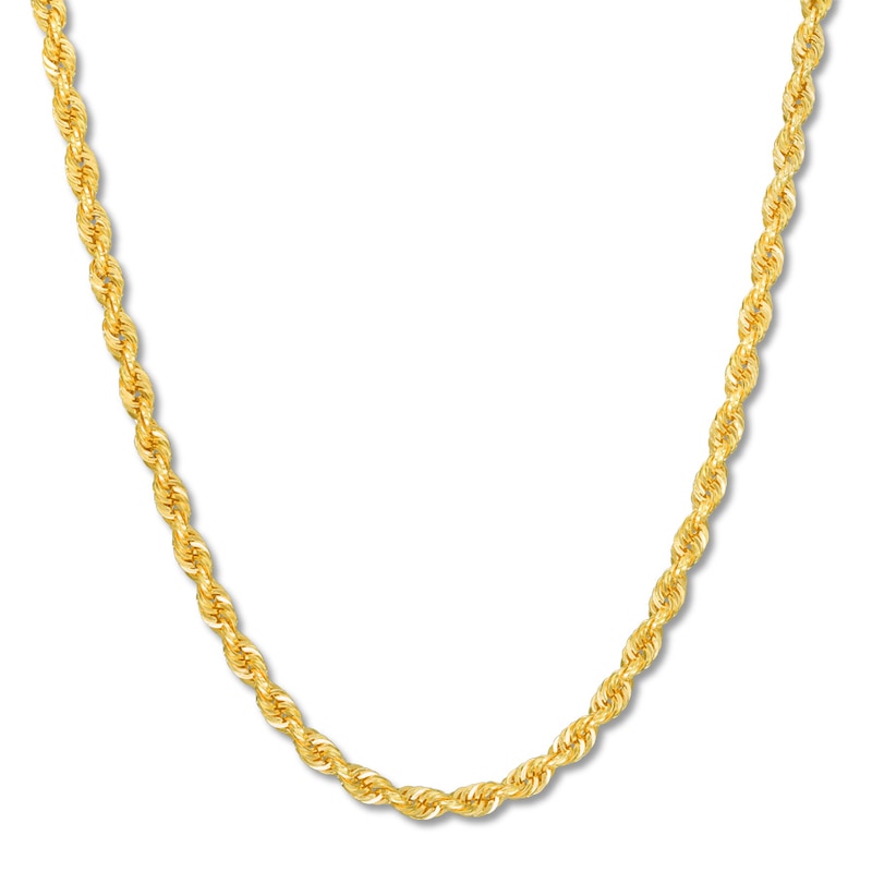 Semi-Solid Rope Chain Necklace 14K Yellow Gold 22"