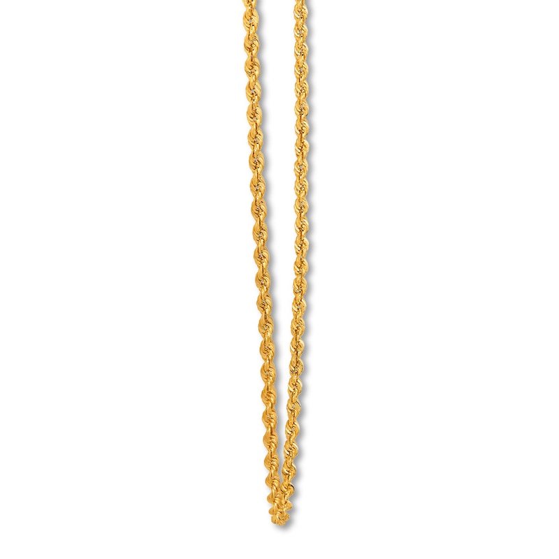 Semi-Solid Rope Chain Necklace 14K Yellow Gold 22"