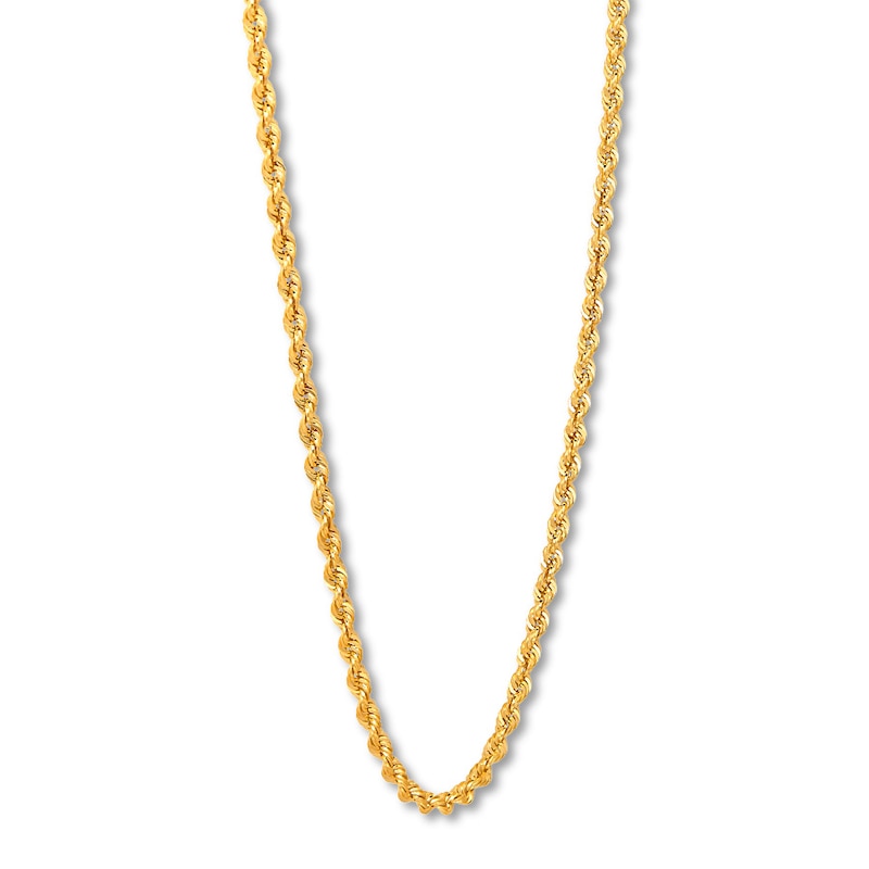 Semi-Solid Rope Chain Necklace 14K Yellow Gold 22"