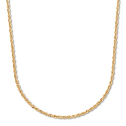 Rope Chain Necklace Semi-Solid 14K Yellow Gold 20"