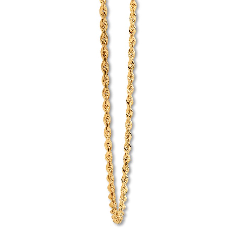 Main Image 2 of Rope Chain Necklace Semi-Solid 14K Yellow Gold 20"