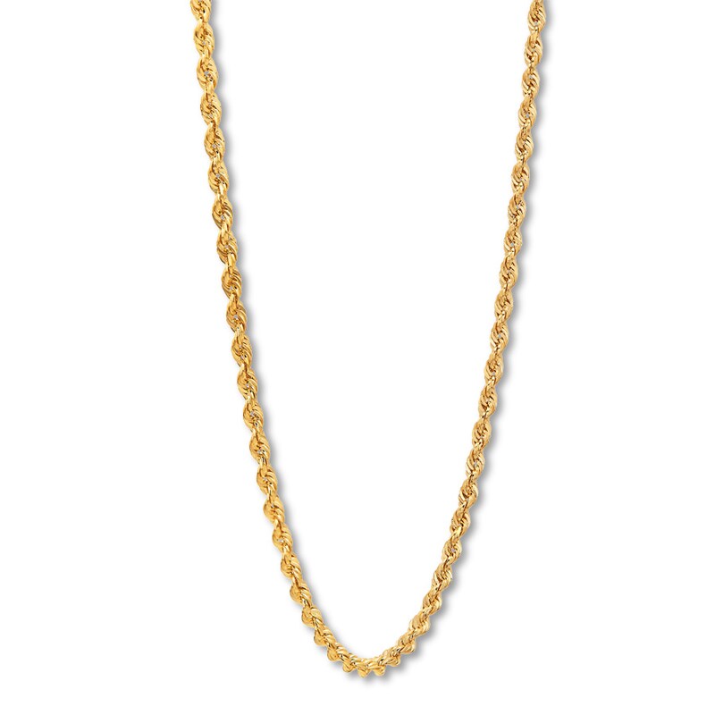 Main Image 3 of Rope Chain Necklace Semi-Solid 14K Yellow Gold 20"