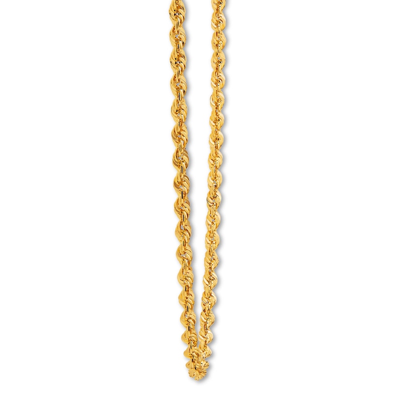 Main Image 2 of Rope Chain Necklace Semi-Solid 14K Yellow Gold 24"