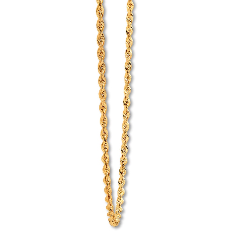 Semi-Solid Rope Chain Necklace 14K Yellow Gold