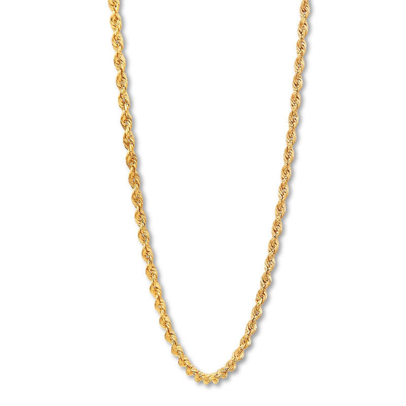 Semi-Solid Rope Chain Necklace 14K Yellow Gold