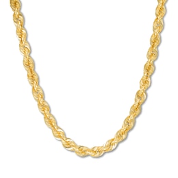 Semi-Solid Rope Chain Necklace 14K Yellow Gold 24&quot;