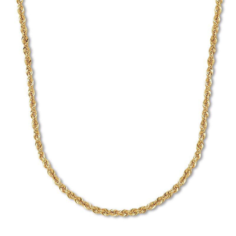 Semi-Solid Rope Chain Necklace 14K Yellow Gold 22"