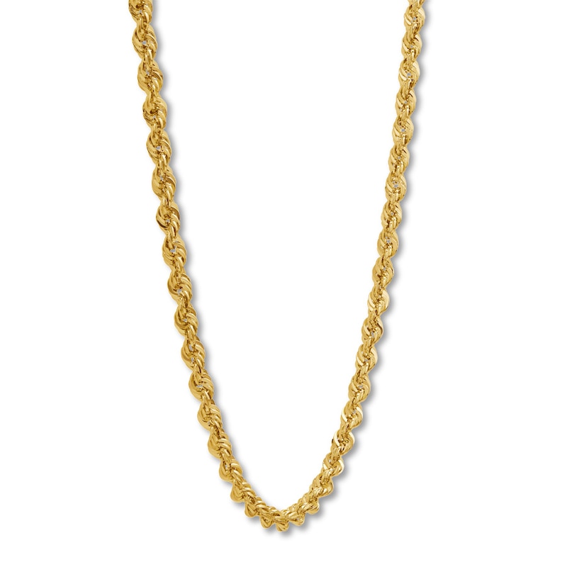Semi-Solid Rope Chain Necklace 14K Yellow Gold 22"