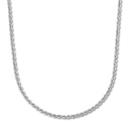 Semi-Solid Rope Chain Necklace 14K White Gold 22&quot;