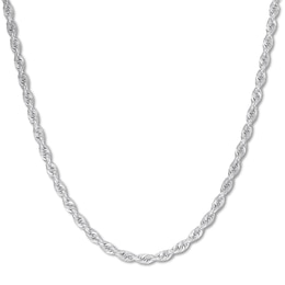 Rope Chain Necklace Semi-Solid 14K White Gold 20"