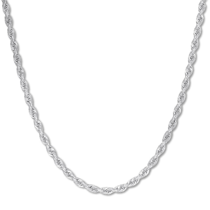 Semi-Solid Rope Chain Necklace 14K White Gold 20"