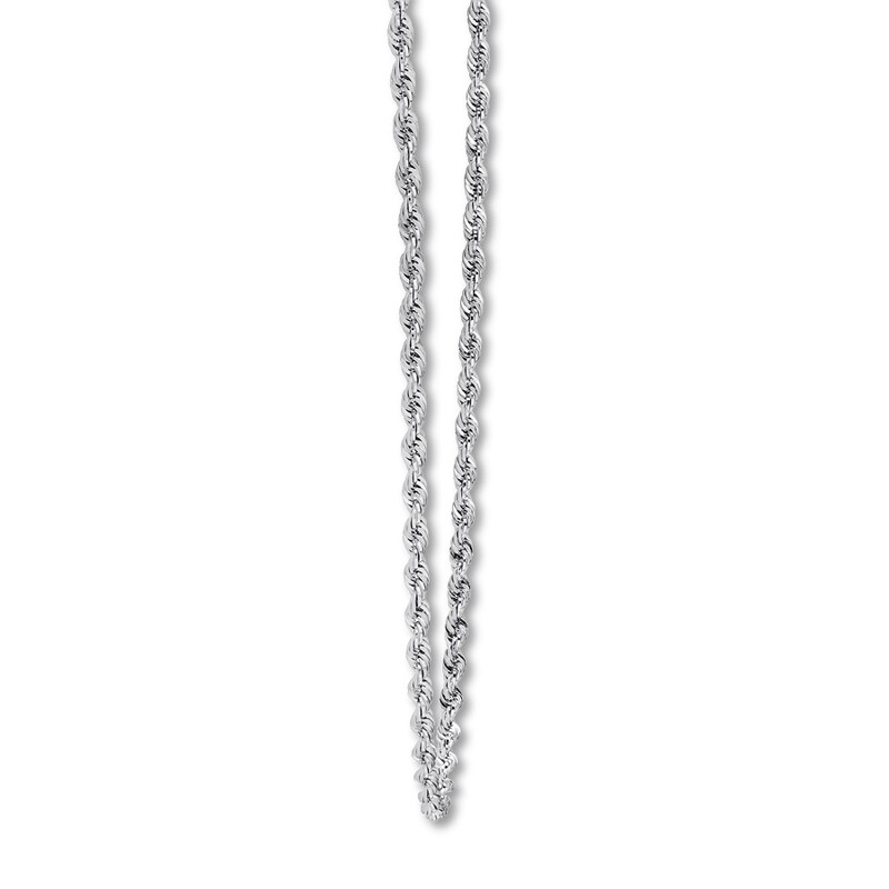 Semi-Solid Rope Chain Necklace 14K White Gold 20"