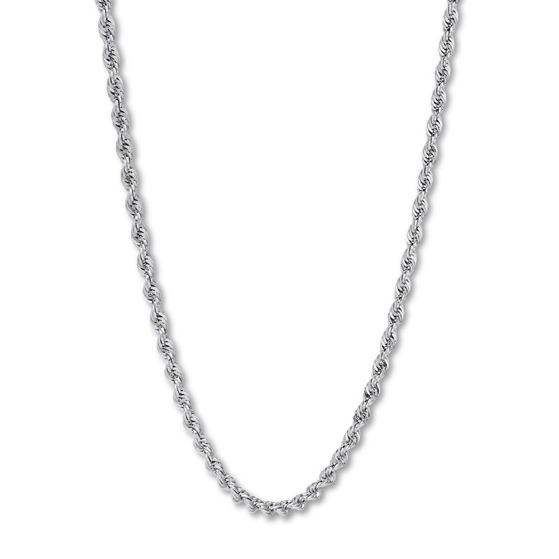 Main Image 3 of Rope Chain Necklace Semi-Solid 14K White Gold 20"