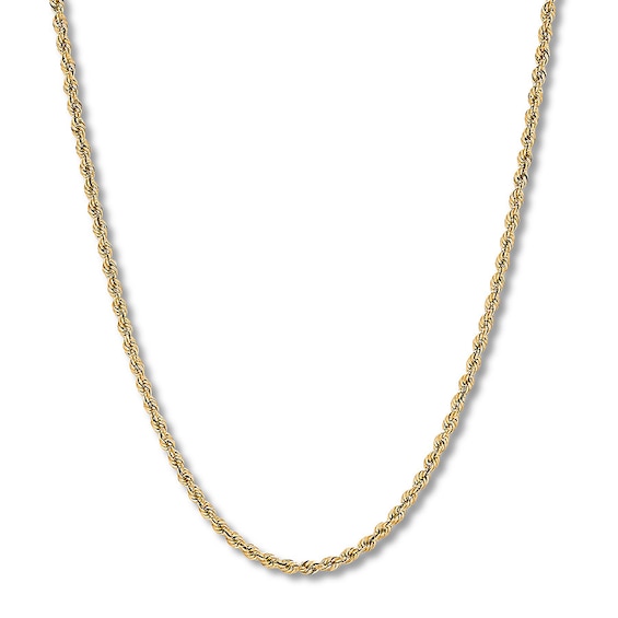 24" Rope Chain Necklace Semi-Solid 14K Yellow Gold Appx. 3mm