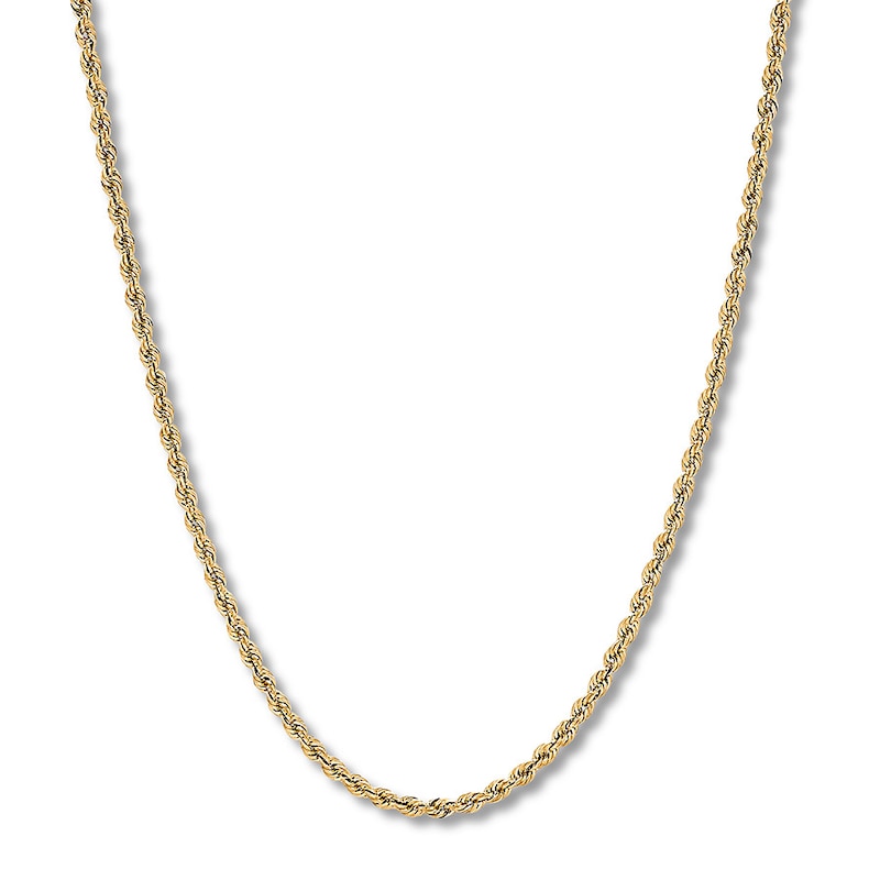 24" Semi-Solid Rope Chain Necklace 14K Yellow Gold Appx. 3mm