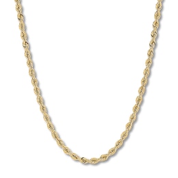 26&quot; Semi-Solid Rope Chain Necklace 14K Yellow Gold Appx. 4.4mm