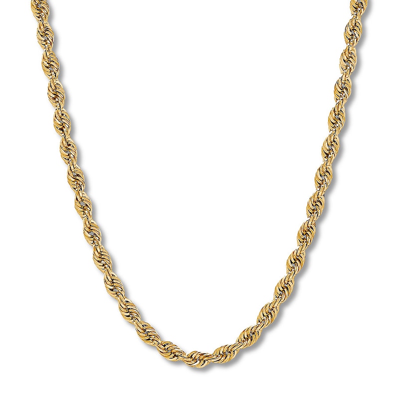 24" Semi-Solid Rope Chain Necklace 14K Yellow Gold Appx. 5.5mm