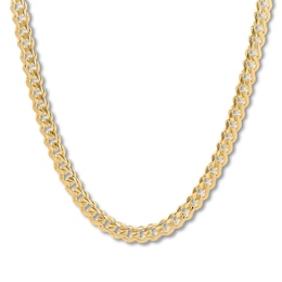 Solid Cuban Curb Chain Necklace 10K Yellow Gold 24&quot;