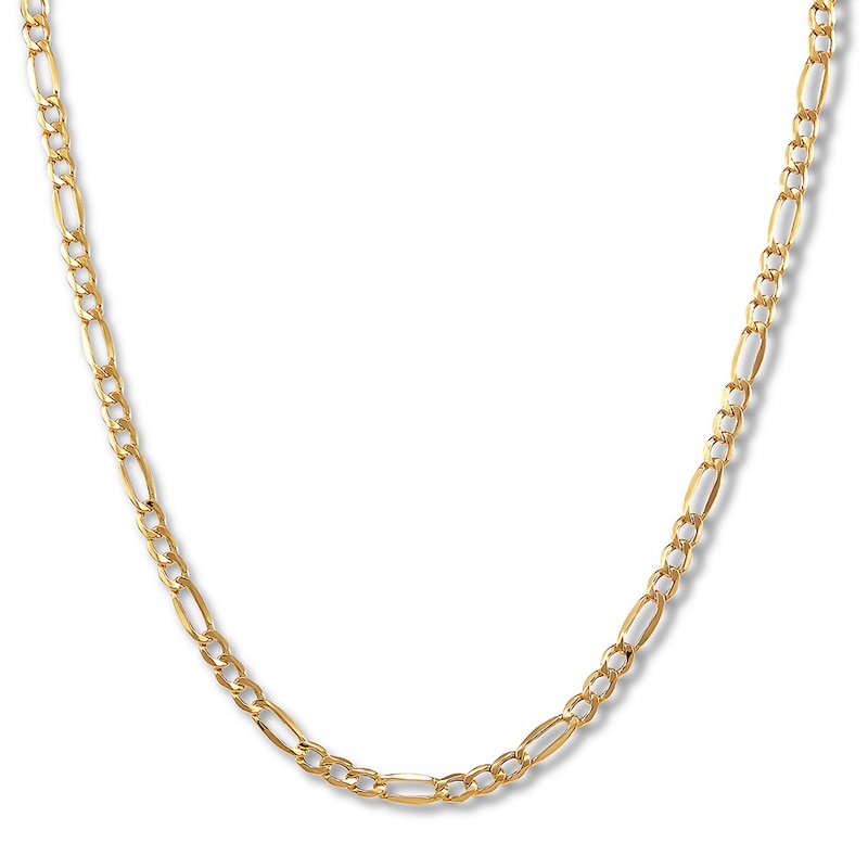 Hollow Figaro Chain Necklace 14K Yellow Gold 20"