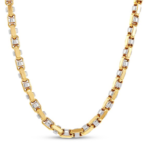 Men's Barrel Link Chain Necklace 10K Yellow Gold 24 Kay Outlet
