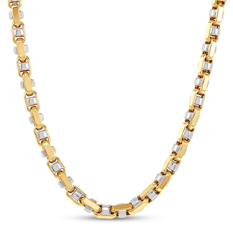 Hollow Barrel Link Chain Necklace 10K Yellow Gold 24