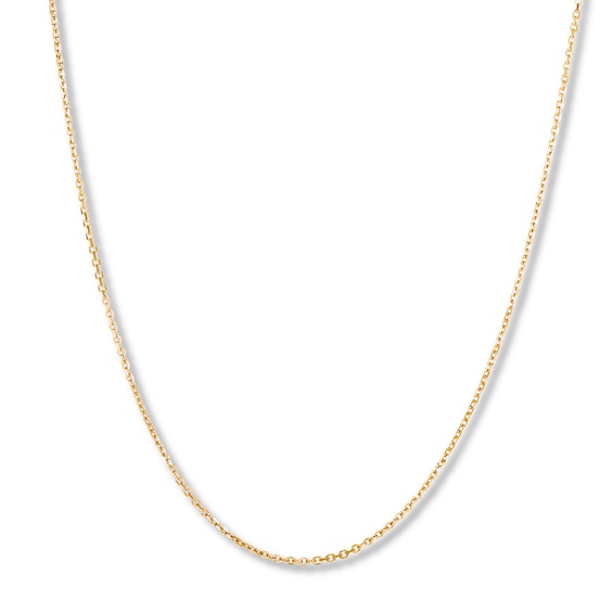Cable Chain Necklace Solid 14K Yellow Gold 17 or 19 Adjustable