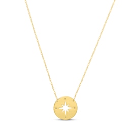 Compass Necklace 14K Yellow Gold 18&quot;