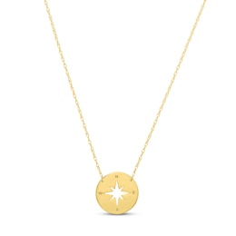 Compass Necklace 14K Yellow Gold 18&quot;