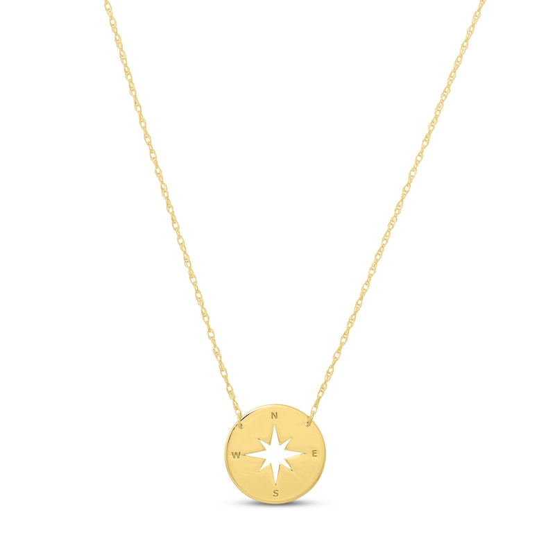 Compass Necklace 14K Yellow Gold 18"
