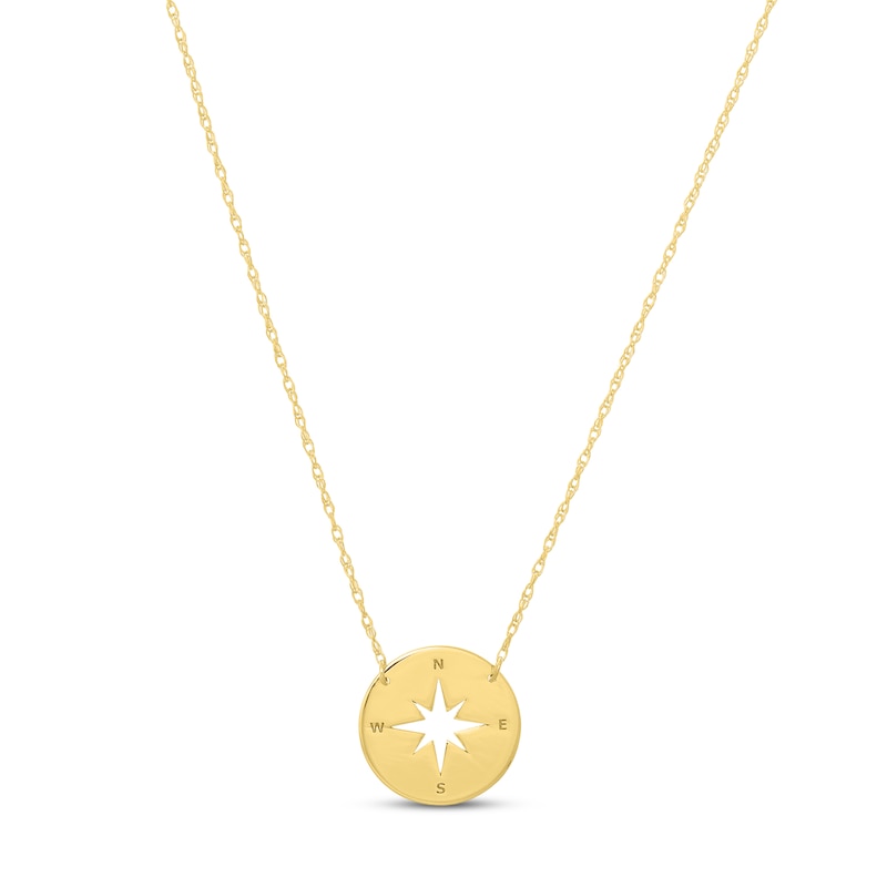 Main Image 1 of Compass Necklace 14K Yellow Gold 18"