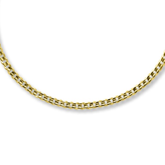 Hollow Curb Link Chain Necklace 10K Yellow Gold 22"