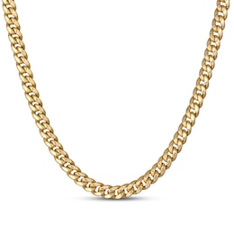 Hollow Cuban Chain Necklace 7.6mm 10K Yellow Gold 24&quot;