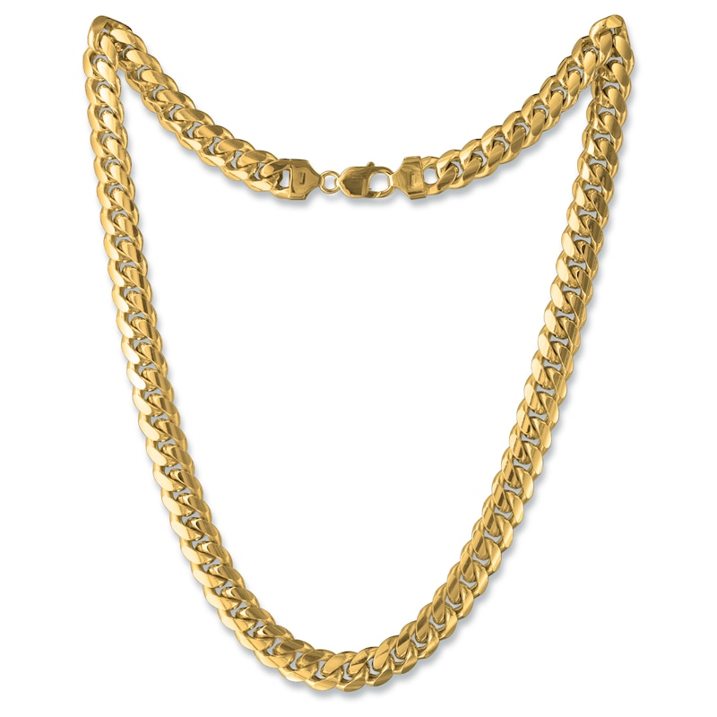 Hollow Cuban Chain Necklace 7.5mm 10K Yellow Gold 24"