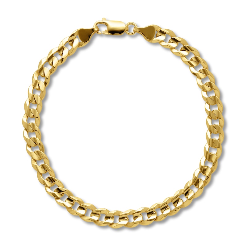 Main Image 1 of Curb Link Bracelet Hollow 10K Yellow Gold 9"