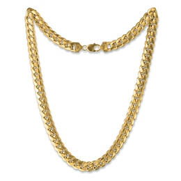 Hollow Cuban Chain Necklace 11.3mm 10K Yellow Gold 24&quot;