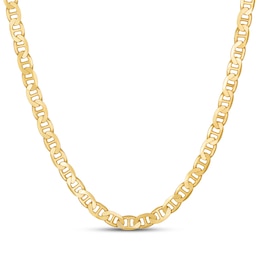 Solid Mariner Link Chain Necklace 10K Yellow Gold 22&quot;